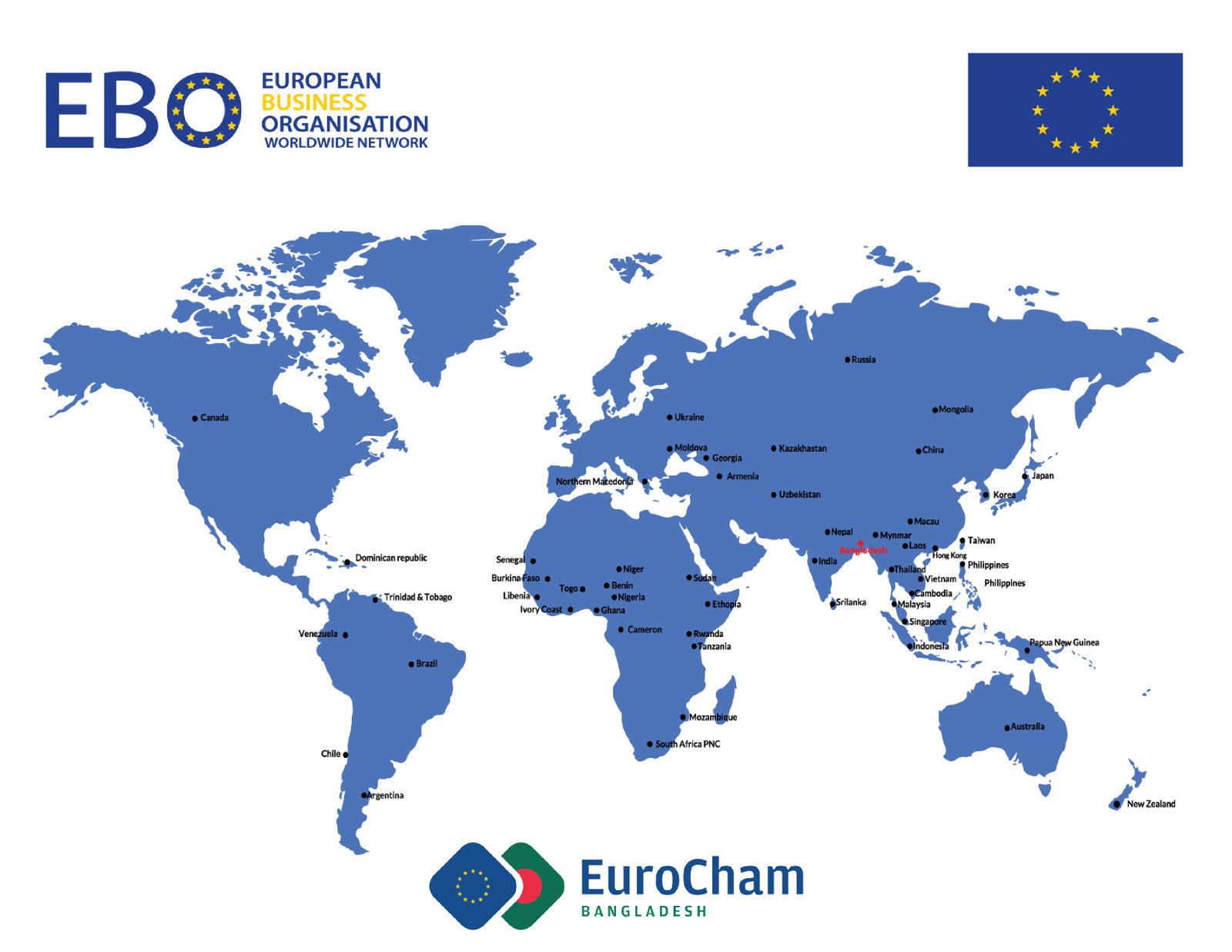 EBO Worldwide Network map